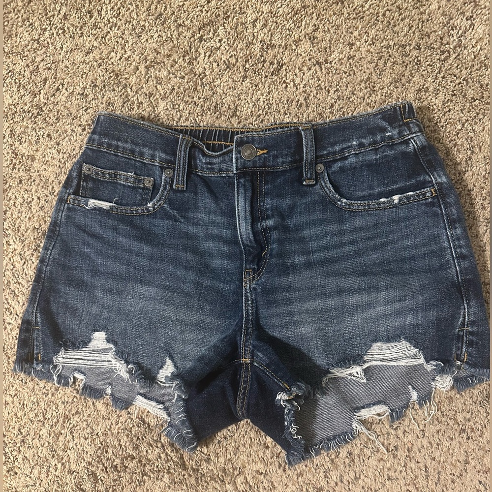 Aerie Blue Distressed Jean Shorts